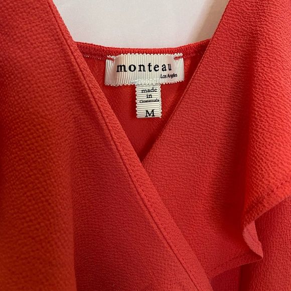 Monteau ruffled flowy spaghetti strap mini dress, size M - Picture 5 of 7